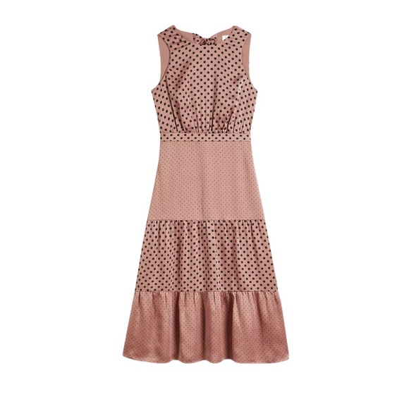 Ted Baker Izziie Mix Polka Dot Midi Dress in Dusky Pink Sz 1 Sz 4 - Picture 3 of 16